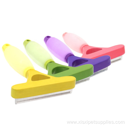 Handle Pet Deshedding Tool Remover Grooming Brush